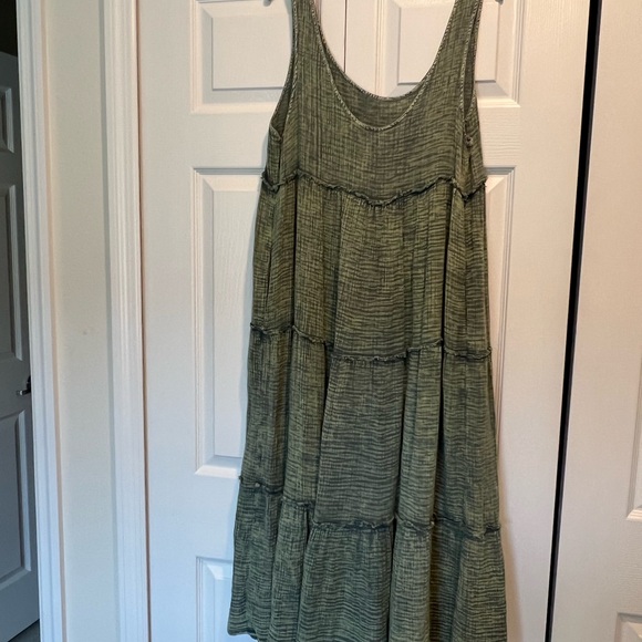 Free People Green Sleeveless Button Dress - Picture 6 of 6